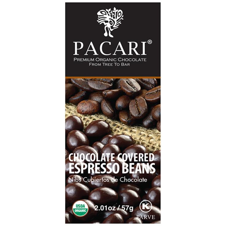 Зерна кофе эспрессо в органическом шоколаде Pacari, 57 г