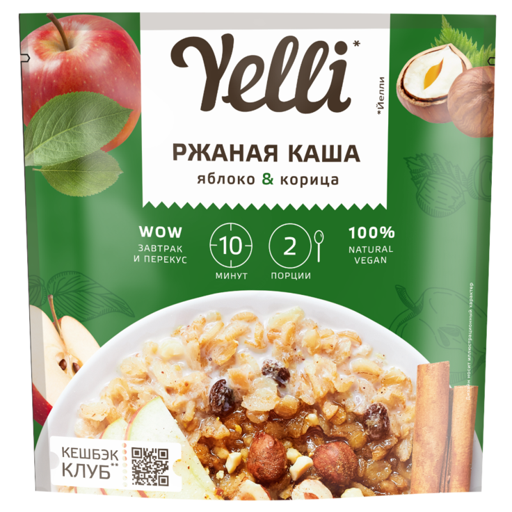 Каша ржаная "Яблоко и корица" Yelli 60 г