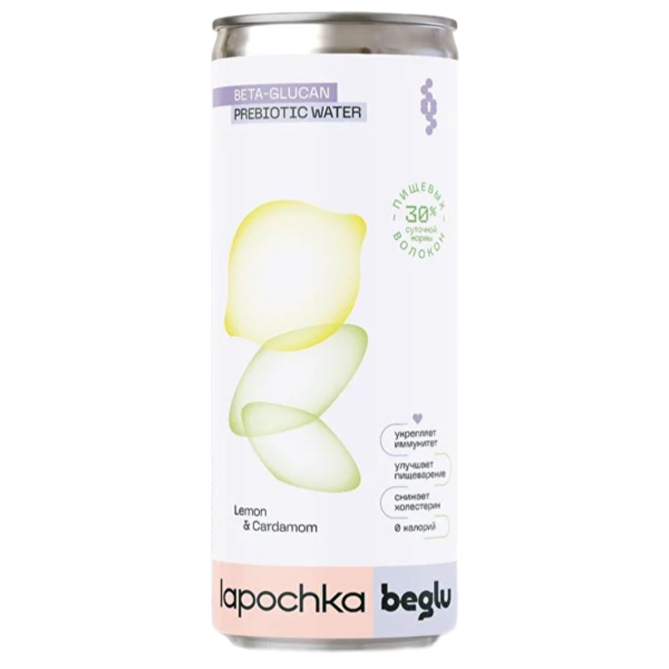 Натуральный газированный напиток без сахара "Лимон и Кардамон" LAPOCHKA 330 мл