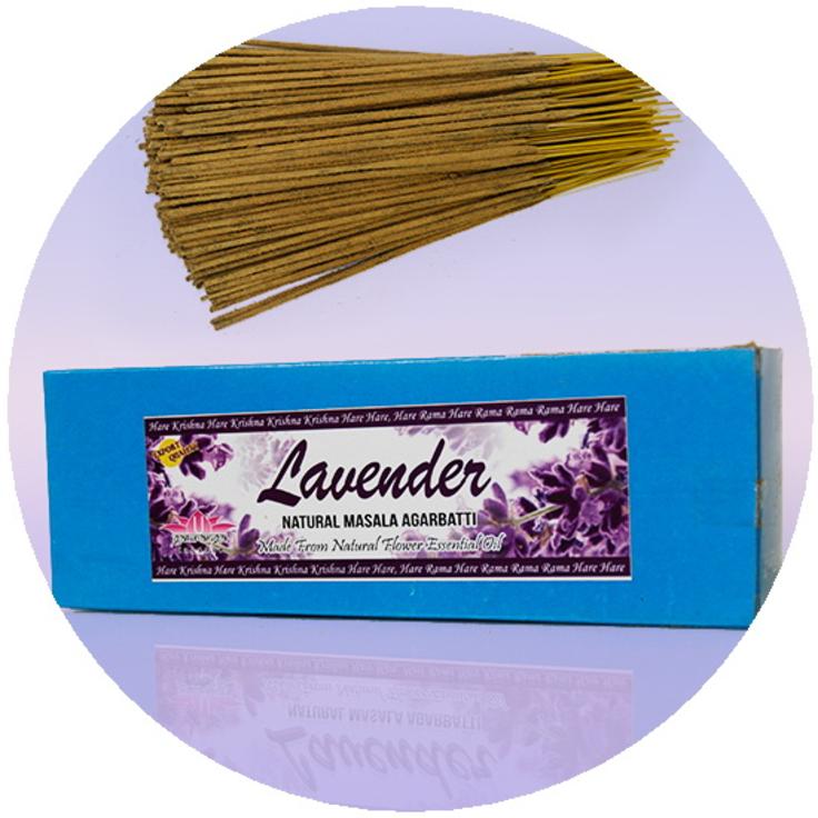 Благовония храмовые вриндаванские Lavender Masala - в цветочной пыльце в коробке 200 г