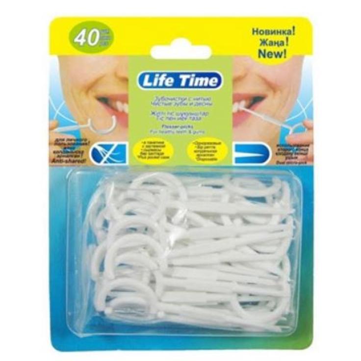 Зубная нить с пластиковым держателем Life Time 40 штук