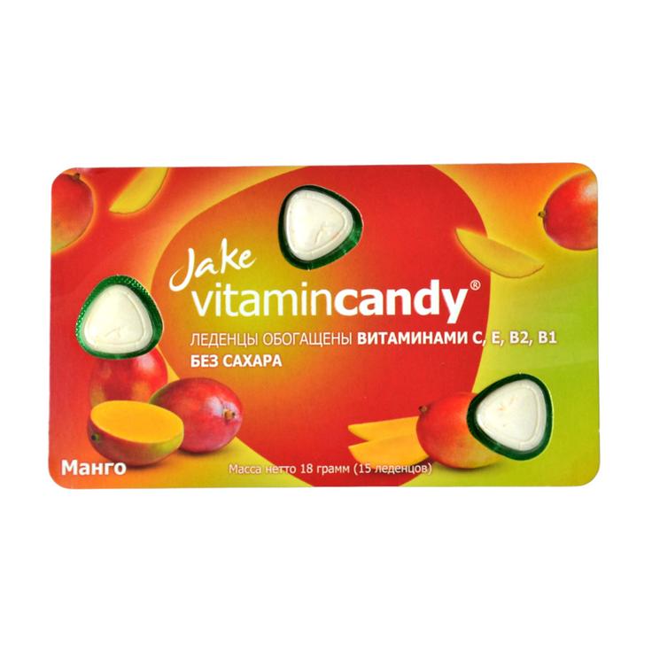 Леденцы JAKE без сахара с витамином C 15 штук 18 г - Манго