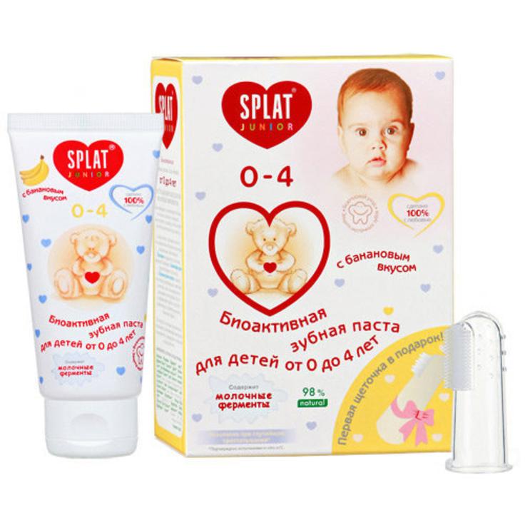 SPLAT JUNIOR зубная паста для детей от 0 до 4 лет "Банан" с детской зубной щеткой 55 мл