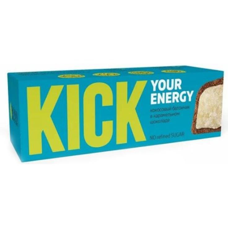 Батончик кокосовый в карамельном шоколаде - KICK your energy 45 г