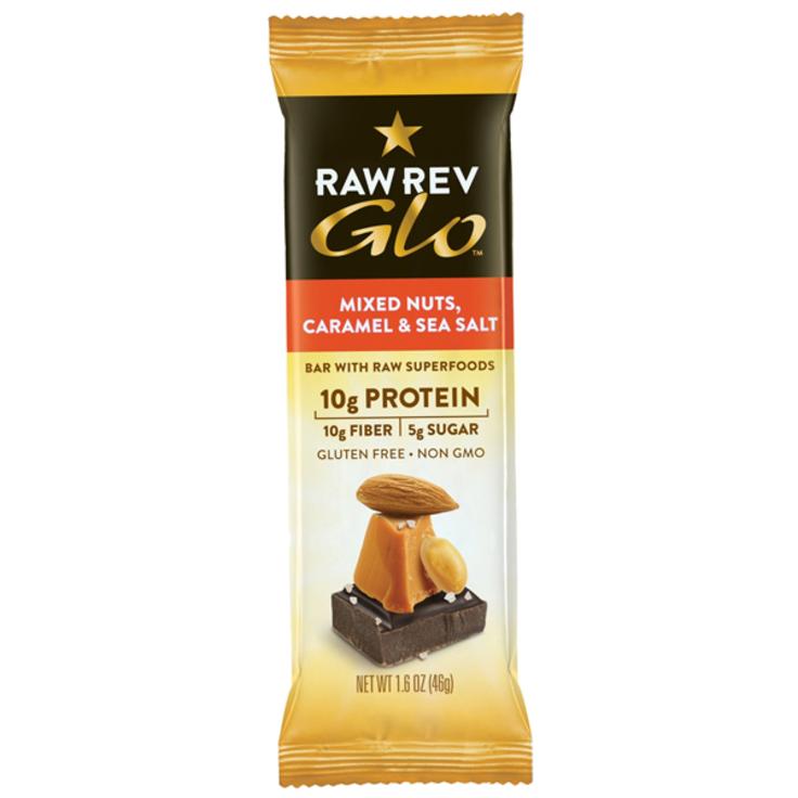 Батончик RAW REV Glo смесь орехов, карамель с морской солью органический (10 г протеина), 46 г