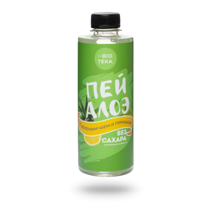 Напиток растительный без сахара с алоэ, зеленым чаем и лимоном "ПЕЙ АЛОЭ" - BIOTEKA 330 мл