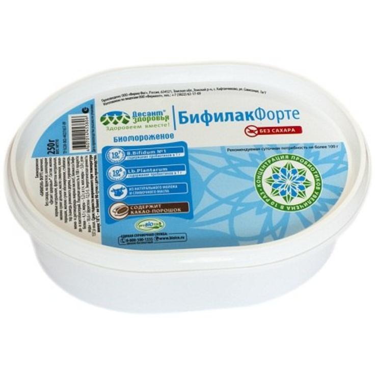Биомороженое "Десант Здоровья" Бифилак Форте, сливочное ванильное 8% в лотке, 250 г