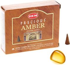 Благовония HEM безосновные Precious Amber - Драгоценный янтарь, 10 конусов