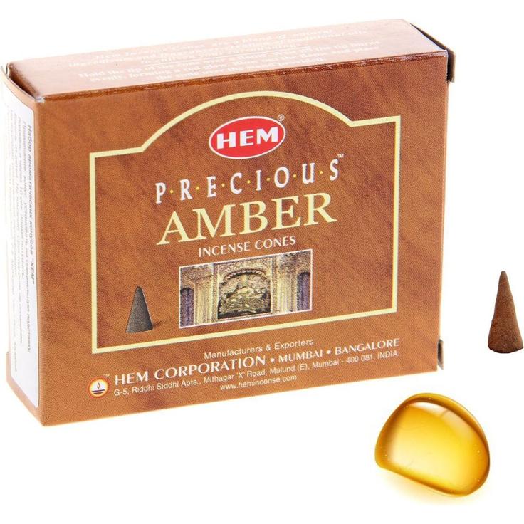 Благовония HEM безосновные Precious Amber - Драгоценный янтарь, 10 конусов