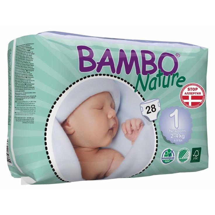 Подгузники детские органические 1 для новорожденных 2-4 кг BAMBO Nature, 28 штук