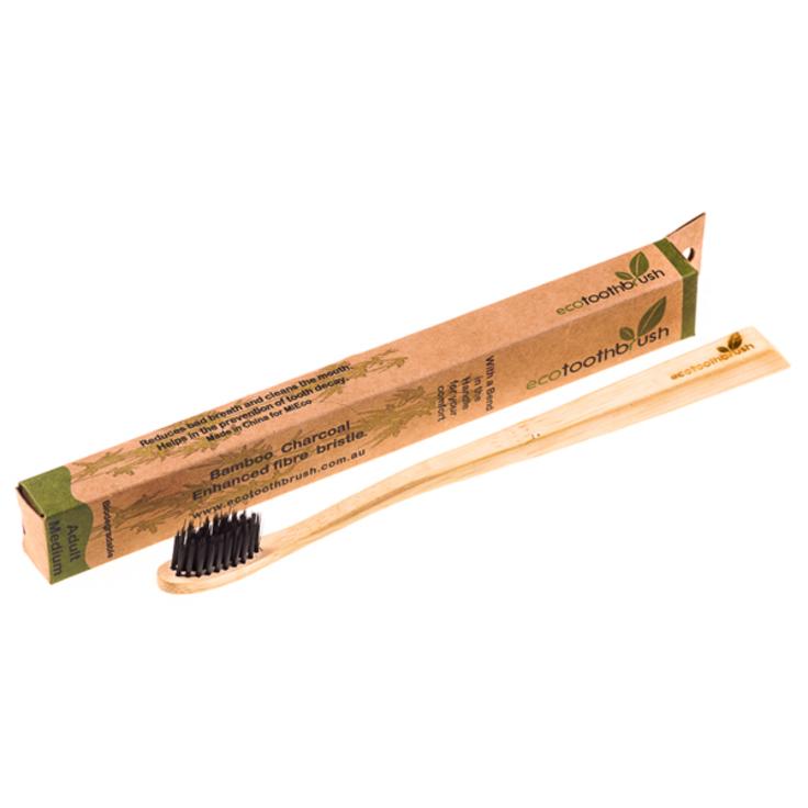 Эко зубная щетка для взрослых из бамбука Bamboobrush, средняя жесткость с угольным напылением