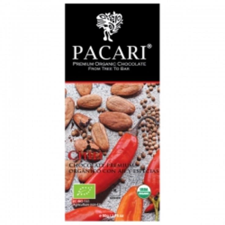 Живой сыроедный темный шоколад Pacari с чили 60% какао, 50 г