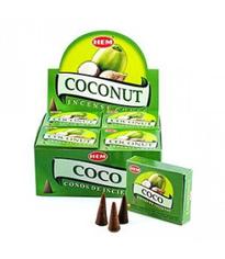 Благовония HEM безосновные Coconut - Кокос, 10 конусов