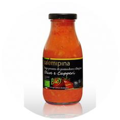Соус томатный из сицилийских помидорок черри с оливками каперсами безглютеновый БИО Salemipina 250 г