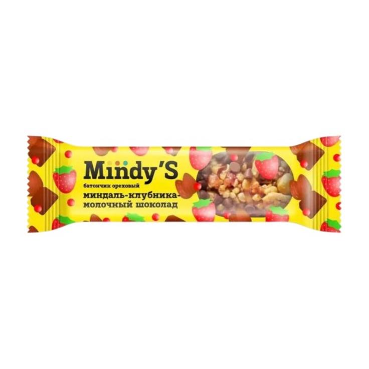 Батончик натуральный ореховый "Миндаль - клубника - молочный шоколад" Mindy's 35 г
