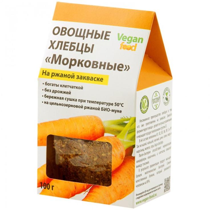 Хлебцы сыроедные овощные на закваске "Морковные" VEGAN FOOD 100 г