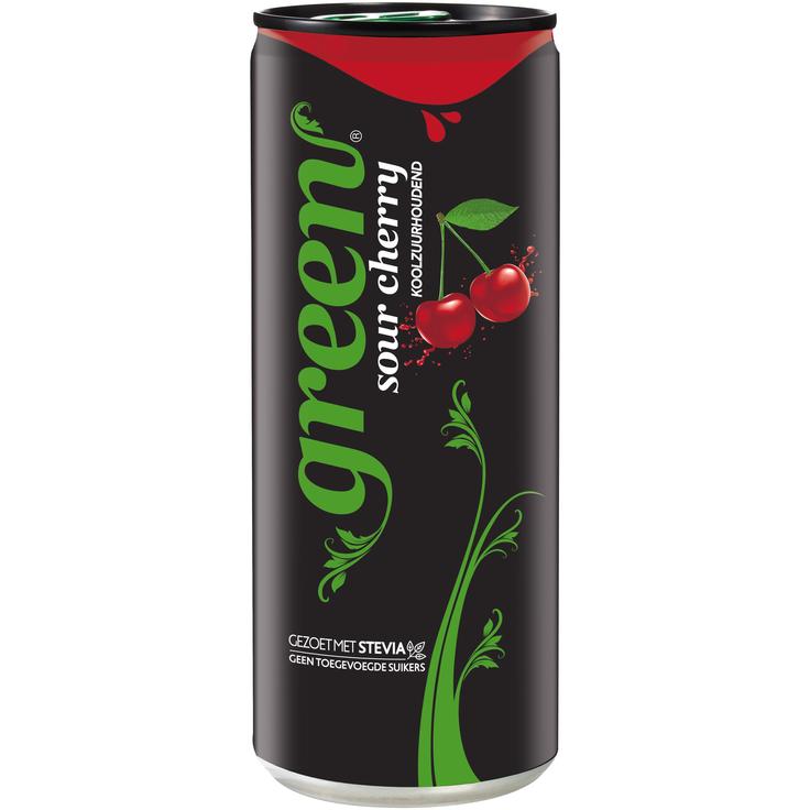Натуральный газированный напиток без сахара SOUR CHERRY - сок вишни GREEN COLA 330 мл