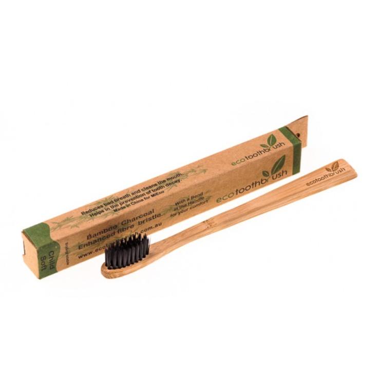 Эко зубная щетка для детей из бамбука Bamboobrush с угольным напылением, мягкая Mini