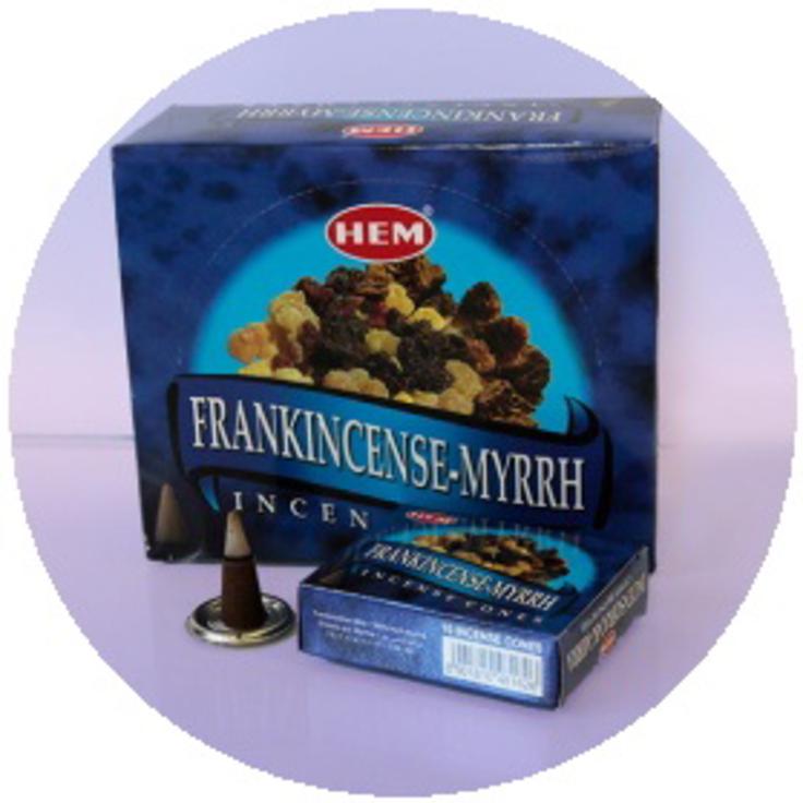 Благовония HEM безосновные Frankincense Myrrh - Ладан-Мирра, 10 конусов