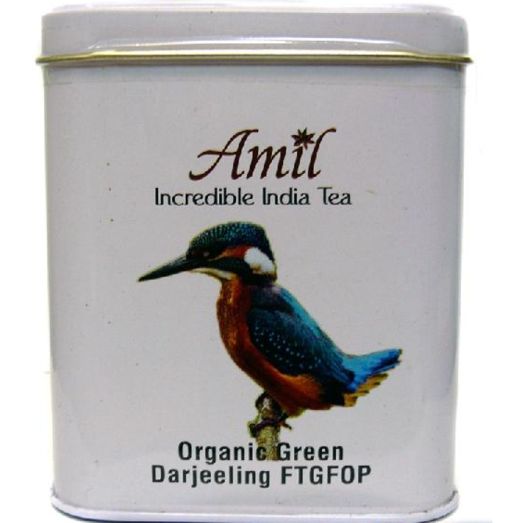 Чай зеленый органический листовой в банке Дарджилинг "Kingfisher" Amil 100 г