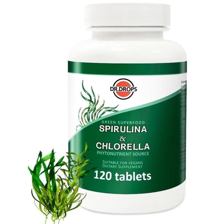 Спирулина и хлорелла Dr.DROPS, 120 таблеток по 500 мг