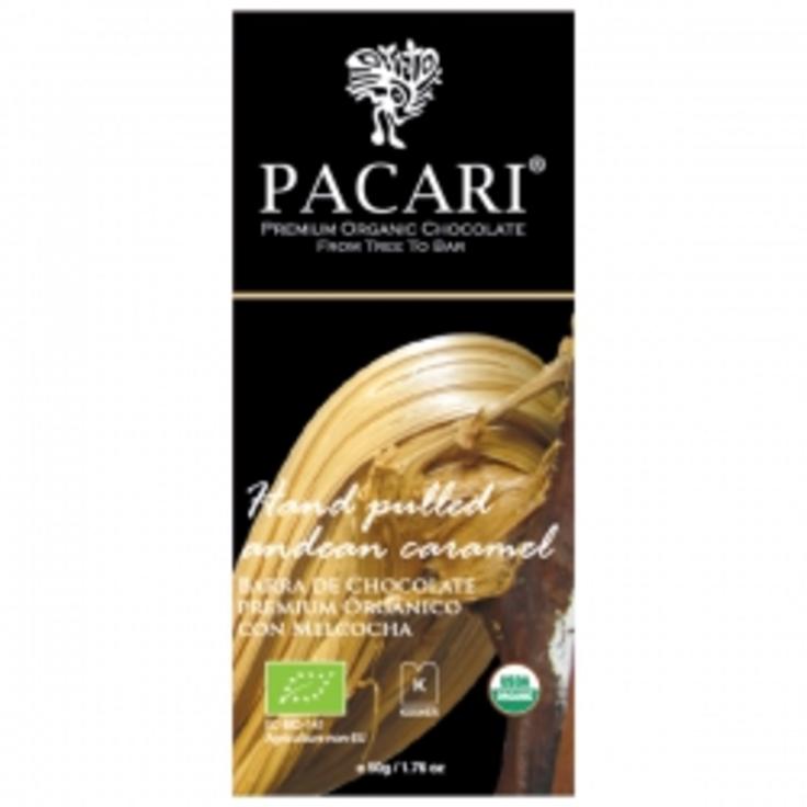 Живой сыроедный темный шоколад Pacari с карамелью ручного изготовления 60% какао, 50 г